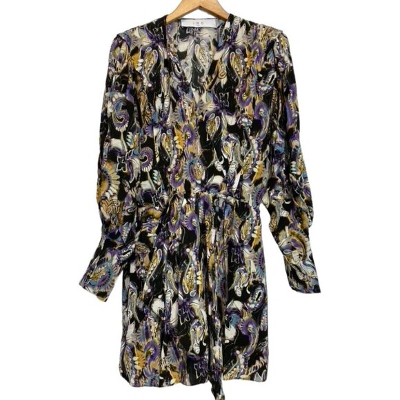 NEW IRO Damie Silk Multicolor Paisley Puff Sleeve Surplice Neckline - Picture 2 of 16